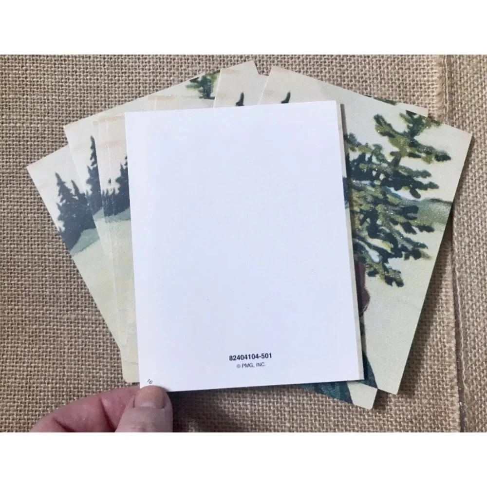PMG Christmas Cards Girl Carrying Pine Tree Retro Nostalgia Core Traditional